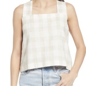 Madewell Linen-Blend Sunside Button-Back Top Gingham Size 2